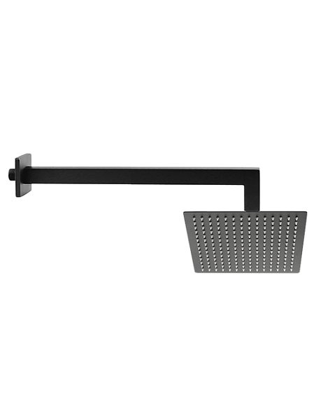 Set soffione doccia quadro Jacuzzi da 30 cm in acciaio inox ultrapiatto e braccio doccia quadro da 40 cm nero opaco - Climaway