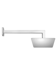 Set soffione doccia quadro Jacuzzi da 30 cm in acciaio inox ultrapiatto e braccio doccia quadro da 40 cm cromato - Climaway