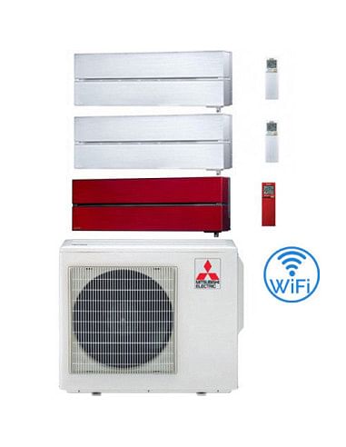 Climatizzatore Condizionatore Mitsubishi Kirigamine Style Wifi R32 Rosso + Bianco perla Trial Split Inverter 9000 + 9000 + 18...