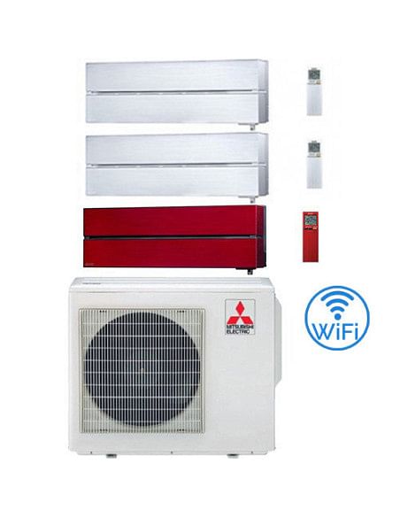 Climatizzatore Condizionatore Mitsubishi Kirigamine Style Wifi R32 Rosso + Bianco perla Trial Split Inverter 9000 + 9000 + 18...