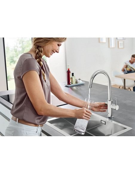Grohe Blue Home miscelatore monocomando per lavello con sistema filtrante dell'acqua con refrigeratore bocca a C 31455001 - C...