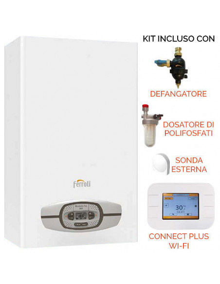 Caldaia Ferroli Bluehelix Top RRT 28C Murale a condensazione a gas metano o GPL con kit accessori - Climaway