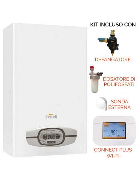 Caldaia Ferroli Bluehelix Top RRT 34C Murale a condensazione a gas metano o GPL con kit accessori - Climaway