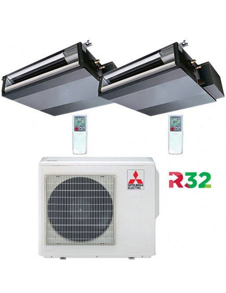 Climatizzatore Condizionatore Mitsubishi Canalizzabile R32 SEZ-M DA Dual Split Inverter 18000 + 18000 BTU con U.E. MXZ-4F80VF...