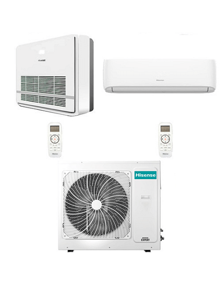 Climatizzatore Condizionatore Hisense Console + Hi Comfort R32 Dual Split Wifi Inverter 18000 + 18000 BTU con U.E. 3AMW72U4RJ...