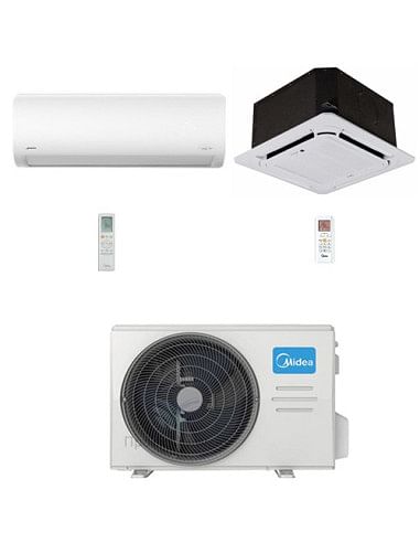 Climatizzatore Condizionatore Midea Cassetta 4 vie Compatta + Xtreme R32 Dual Split Inverter 12000 + 12000 BTU con U.E. M3OG-...