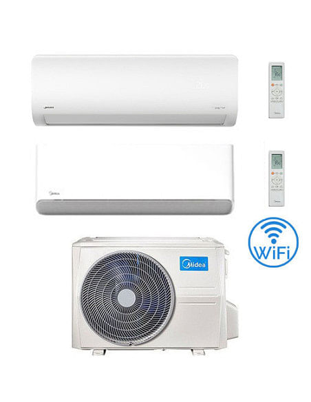 Climatizzatore Condizionatore Midea Xtreme WiFi + Breezeless E R32 Dual Split 9000 + 18000 BTU con U.E. M2OE-18HFN8-Q INVERTE...
