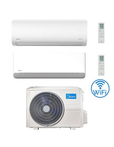 Climatizzatore Condizionatore Midea Xtreme WiFi + Breezeless E R32 Dual Split 9000 + 18000 BTU con U.E. M3OG-21HFN8-Q INVERTE...