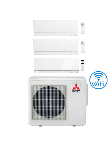 Climatizzatore Condizionatore Mitsubishi MSZ-AY più Kirigamine Zen Bianco Wifi R32 Trial Split Inverter 9000 + 9000 + 12000 B...