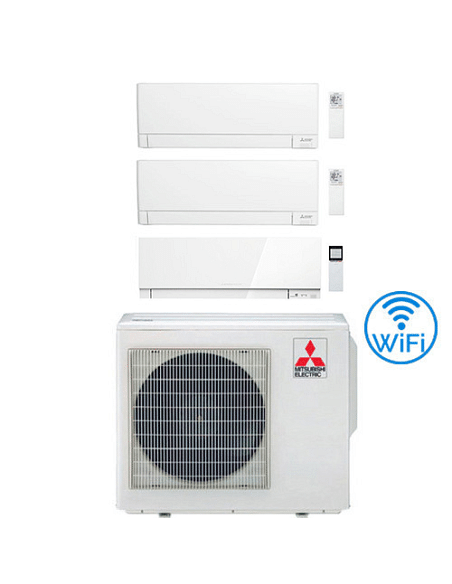 Climatizzatore Condizionatore Mitsubishi MSZ-AY più Kirigamine Zen Bianco Wifi R32 Trial Split Inverter 9000 + 9000 + 12000 B...