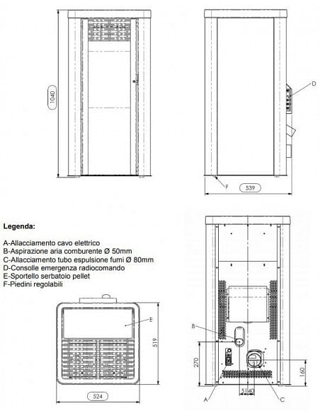Stufa a pellet 11 Kw ventilata Anselmo Cola Pupilla in acciaio colore Rust - Climaway