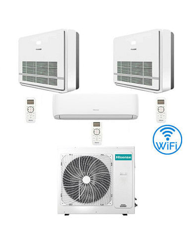 Climatizzatore Condizionatore Hisense R32 Trial Split Inverter Hi Comfort Wifi più Console 12000 + 12000 + 12000 BTU con U.E....