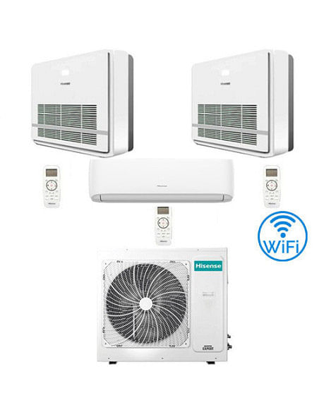 Climatizzatore Condizionatore Hisense R32 Trial Split Inverter Hi Comfort Wifi più Console 12000 + 12000 + 12000 BTU con U.E....