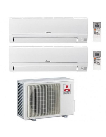 Climatizzatore Condizionatore Mitsubishi Linea Smart R32 MSZ-HR Dual Split Inverter 7000 + 7000 BTU con U.E. MXZ-2HA40VF Clas...