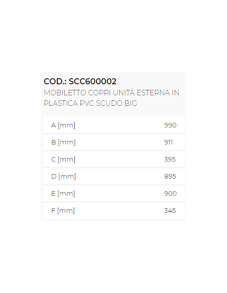 SCUDO BIG mobiletto copri unità esterna in plastica PVC - Climaway