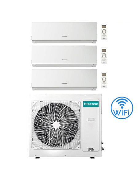 Climatizzatore Condizionatore Hisense New Comfort con WiFi R32 Trial Split Inverter 7000 + 7000 + 7000 BTU con U.E. 3AMW52U4R...