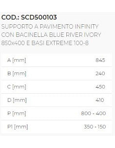 INFINITY Supporto a pavimento con bacinella Blue river ivory e basi extreme - Climaway 2