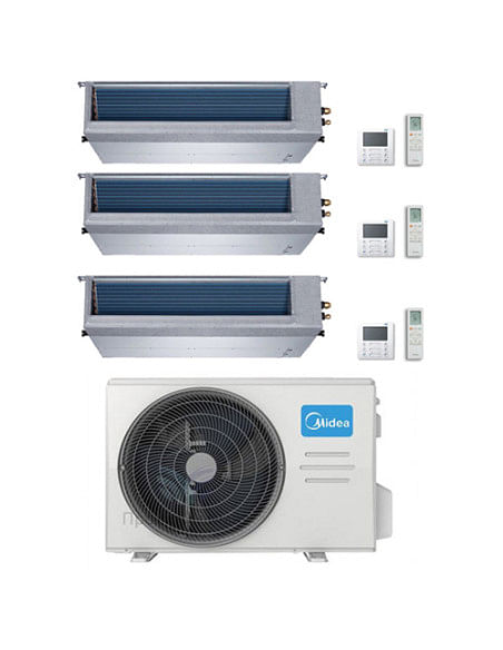 Climatizzatore Condizionatore Midea Canalizzato Trial 9000 + 9000 + 9000 BTU con U.E. M3OA-27HFN8-Q INVERTER Classe A++/A+ - ...