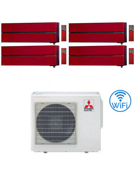 Climatizzatore Condizionatore Mitsubishi Kirigamine Style Wifi R32 Rosso Quadri Split Inverter 9000 + 9000 + 9000 + 12000 BTU...