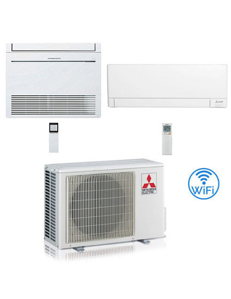 Climatizzatore Condizionatore Mitsubishi R32 Dual Split Inverter MSZ-AY Wifi più Console 9000 + 9000 BTU con U.E. MXZ-2F42VF ...