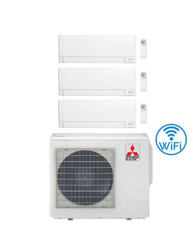 Climatizzatore Condizionatore Mitsubishi MSZ-AY Wifi R32 Trial Split Inverter 7000 + 7000 + 9000 BTU con U.E. MXZ-3F54VF Clas...