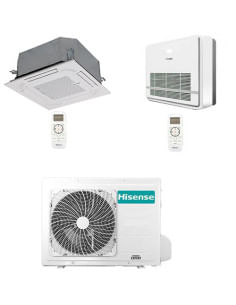 Climatizzatore Condizionatore Hisense Cassetta 4 vie + Console R32 Dual Split Inverter 9000 + 9000 BTU con U.E. 2AMW52U4RXC N...