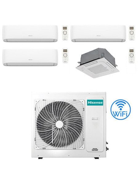 Climatizzatore Condizionatore Hisense Hi Comfort più Cassetta 4 vie Wifi R32 Quadri Split Inverter 9000 + 9000 + 9000 + 12000...