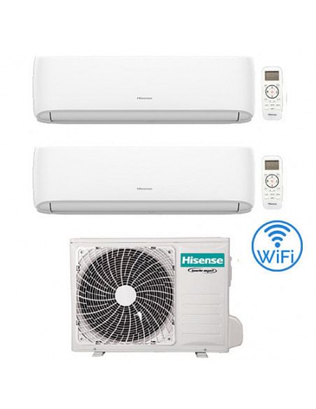 Climatizzatore Condizionatore Hisense Hi Comfort Wifi R32 Dual Split Inverter 9000 + 12000 BTU con U.E. 2AMW52U4RXC Classe A+...