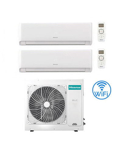 Climatizzatore Condizionatore Inverter Hisense Energy Ultra Ecosense Wifi R32 Dual Split 12000 + 18000 BTU con U.E. 3AMW52U4R...