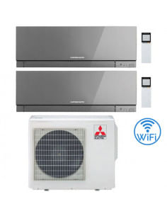 Climatizzatore Condizionatore Mitsubishi Kirigamine Zen Wifi Argento Dual Split Inverter 9000 + 18000 BTU con U.E. MXZ-3F68VF...