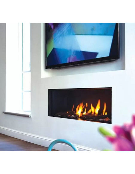 Camino a gas Luxury British Fires Serie Linea 130 CON TELECOMANDO SYMAX MULTIFUNZIONE, ECO MODE - Climaway