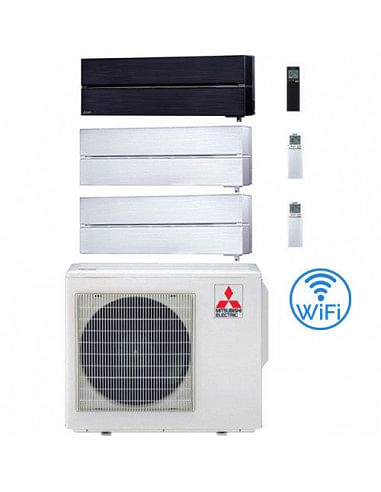 Climatizzatore Condizionatore Mitsubishi Kirigamine Style Wifi R32 Bianco e Nero Trial Split Inverter 9000 + 9000 + 18000 BTU...