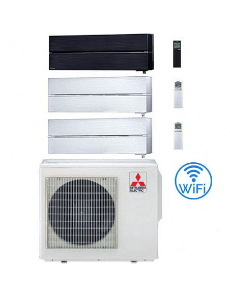 Climatizzatore Condizionatore Mitsubishi Kirigamine Style Wifi R32 Bianco e Nero Trial Split Inverter 9000 + 9000 + 18000 BTU...