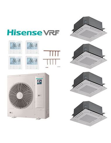 Condizionatore Hisense VRF Cassetta Quadri Split 5000 + 7000 + 7000 + 9000 BTU con unità esterna inverter AVW-41HJFHH1 - Prim...