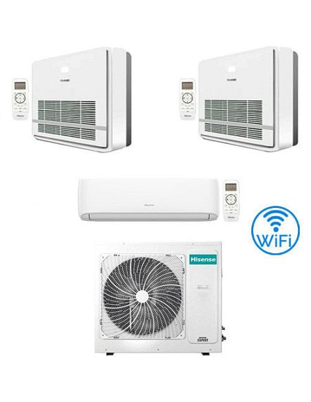 Climatizzatore Condizionatore Hisense R32 Trial Split Inverter Hi Comfort Wifi più Console 9000 + 12000 + 12000 BTU con U.E. ...