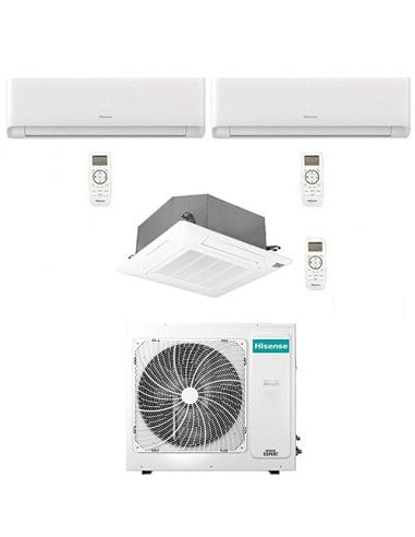 Climatizzatore Condizionatore Hisense Energy Ultra Ecosense più Cassetta 4 vie R32 Trial Split Inverter 9000 + 9000 + 12000 B...