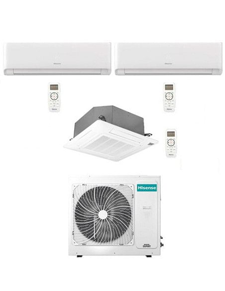 Climatizzatore Condizionatore Hisense Energy Ultra Ecosense più Cassetta 4 vie R32 Trial Split Inverter 9000 + 9000 + 12000 B...