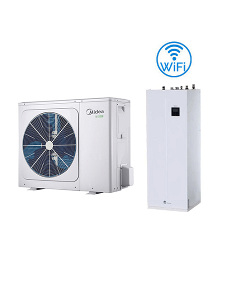 Pompa di calore Midea R32 8kW M-Thermal Arctic Series All In One con accumulo ACS integrato da 190L con unità esterna MHA-V8W...