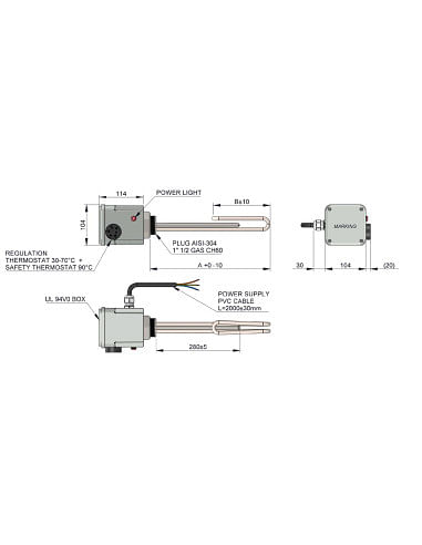 RISCALDATORE ELETTRICO MONOFASE 230V 3000W L 320mm - SMA820000500 - Climaway