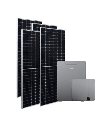 Kit fotovoltaico da 6 kW composto da Inverter Ibrido MIDEA MHELIOS FLEX-A da 6 KW e pacco batteria da 5kWh MIDEA + nº14 panne...
