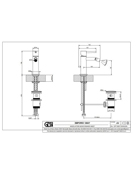 Gessi VIA TORTONA miscelatore bidet, con scarico e flessibili di collegamento, finitura cromo 18607/031 - Climaway