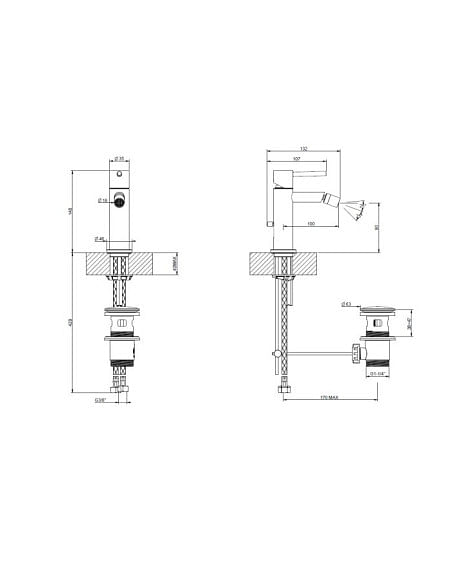 Gessi VIA TORTONA miscelatore bidet, con scarico e flessibili di collegamento, finitura finox brushed nickel 18607/149 - Clim...