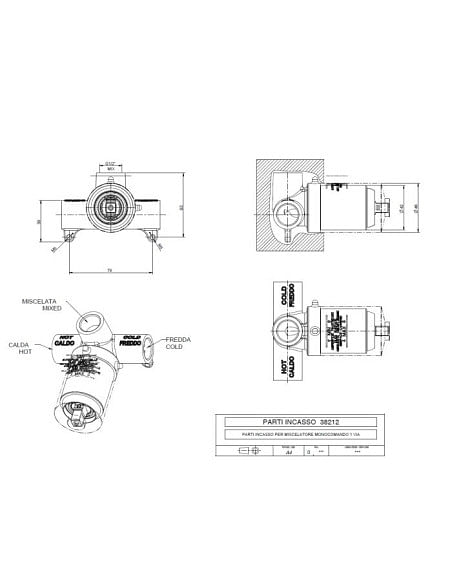 Miscelatore Gessi parte esterna + interna incasso doccia a 1 via 19709-38212/031 - Climaway