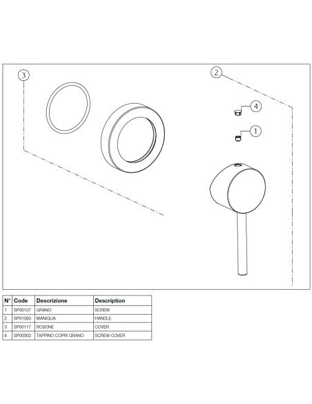 Miscelatore Gessi parte esterna + interna incasso doccia a 1 via 19709-38212/031 - Climaway