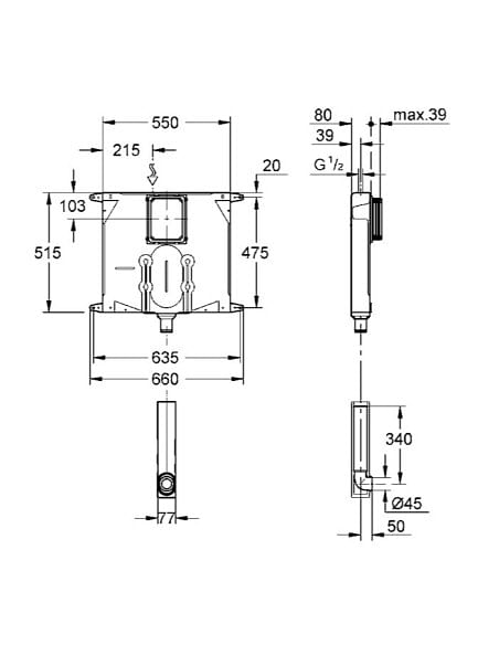 Cassetta Grohe incasso per wc a risparmio idrico spessore 80mm - 38863000 - Climaway