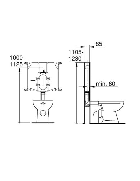 Cassetta Grohe incasso per wc a risparmio idrico spessore 80mm - 38863000 - Climaway