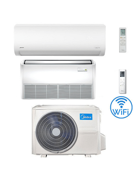 Climatizzatore Condizionatore Midea Xtreme Wifi + Pavimento/Soffitto R32 Dual Split 9000 + 18000 BTU con U.E. M3OA-27HFN8-Q I...