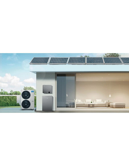 Kit fotovoltaico da 6 kW composto da Inverter Ibrido MIDEA MHELIOS FLEX-A da 6 KW e pacco batteria da 10kWh MIDEA + nº14 pann...