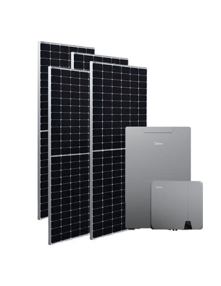 Kit fotovoltaico da 6 kW composto da Inverter Ibrido MIDEA MHELIOS FLEX-A da 6 KW e pacco batteria da 10kWh MIDEA + nº14 pann...