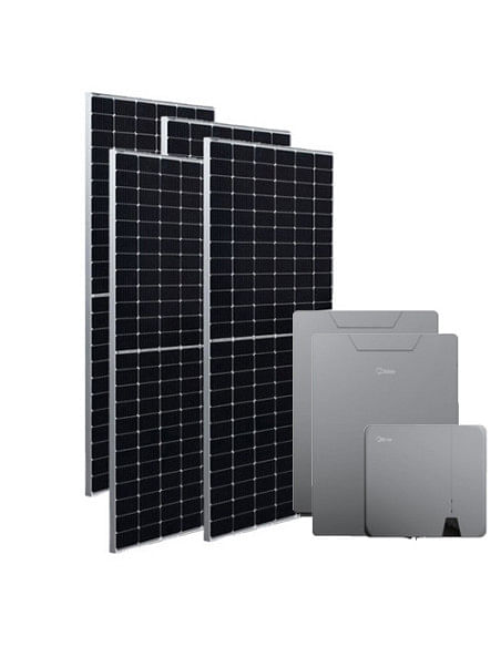Kit fotovoltaico da 6 kW composto da Inverter Ibrido MIDEA MHELIOS FLEX-A da 6 KW e pacco batteria da 20kWh MIDEA + nº14 pann...